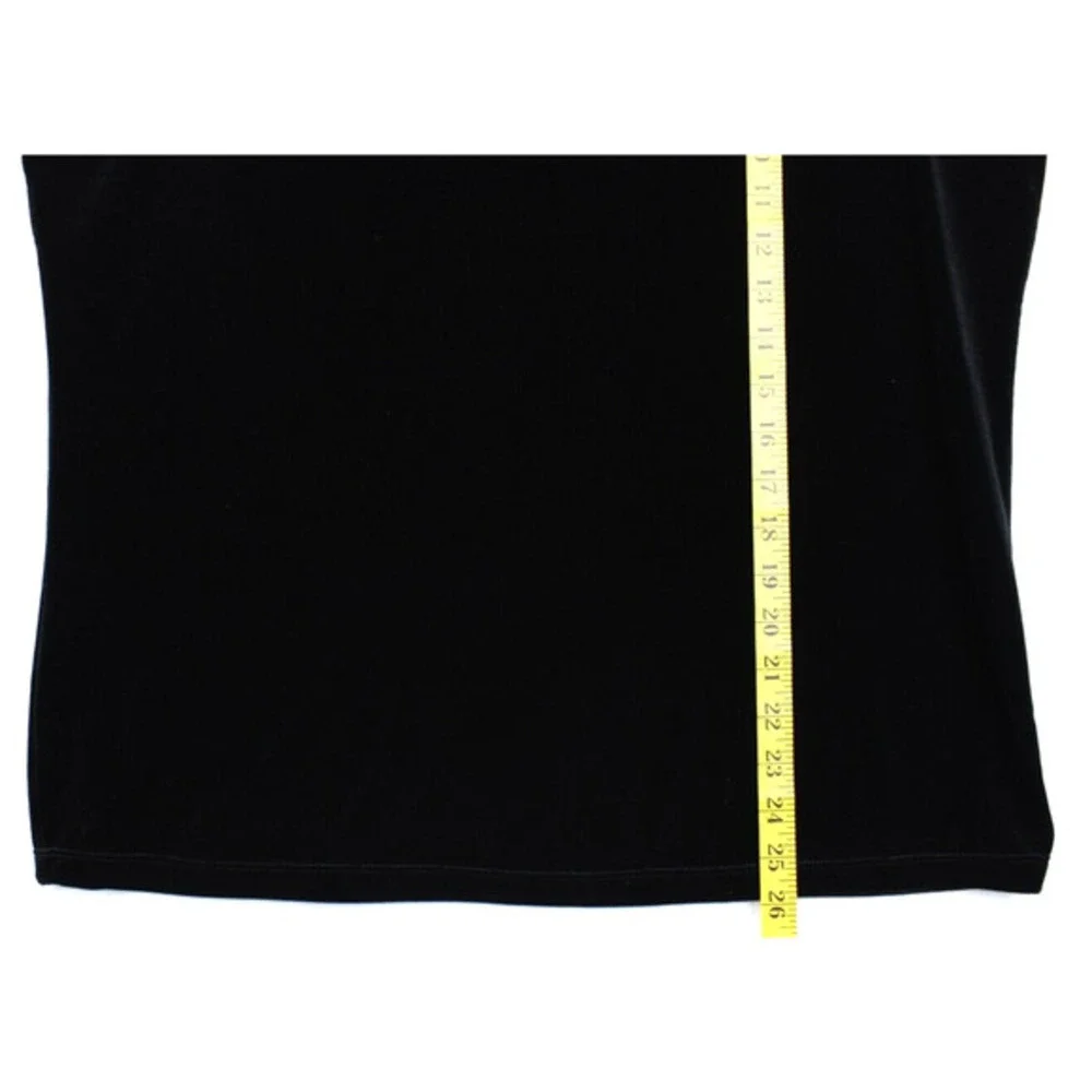 Mirasol Black Velvet Sleeveless Top Women XL Pullover Mock‎ Neck Tank Minimalist